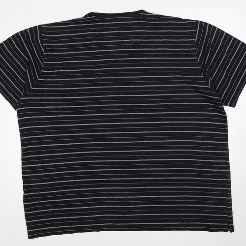 Jacamo Mens Black Striped Cotton T-Shirt Size 2XL Round Neck