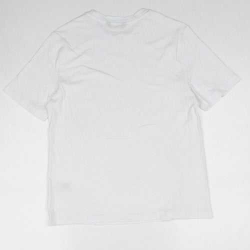 Marks and Spencer Womens White Cotton Basic T-Shirt Size 10 Round Neck