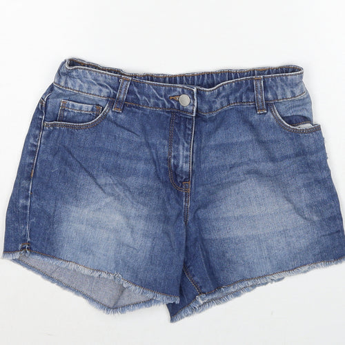 NEXT Girls Blue Cotton Cut-Off Shorts Size 14 Years Regular Zip