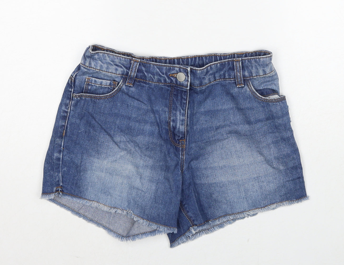 NEXT Girls Blue Cotton Cut-Off Shorts Size 14 Years Regular Zip