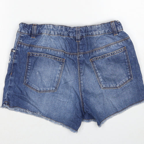 NEXT Girls Blue Cotton Cut-Off Shorts Size 14 Years Regular Zip
