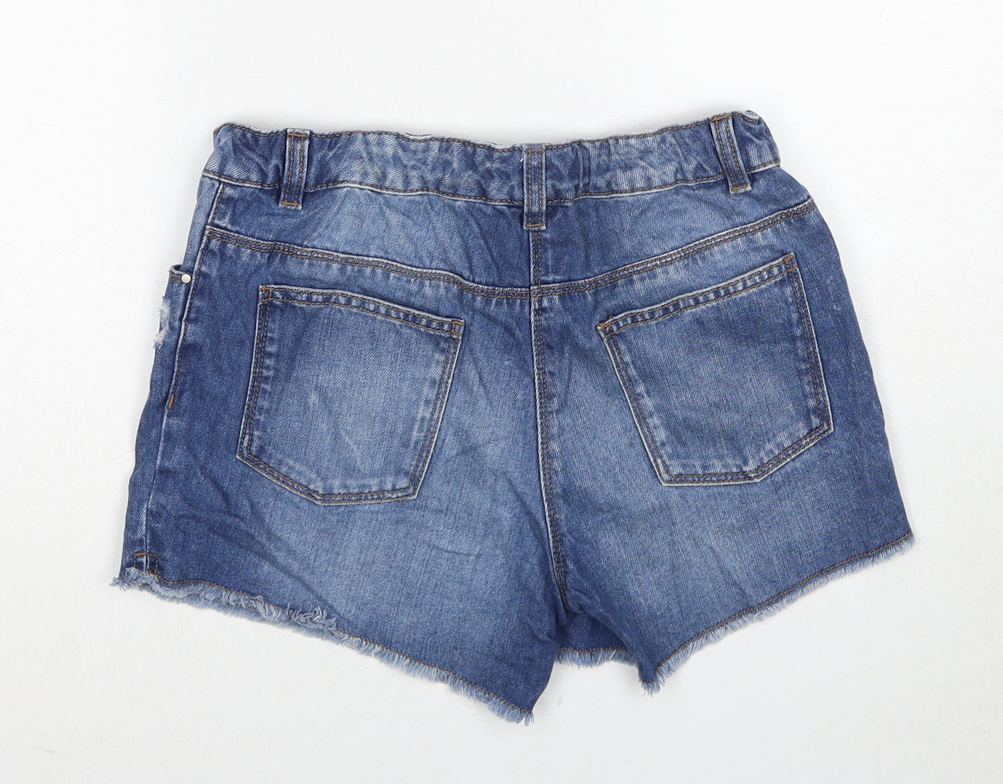 NEXT Girls Blue Cotton Cut-Off Shorts Size 14 Years Regular Zip