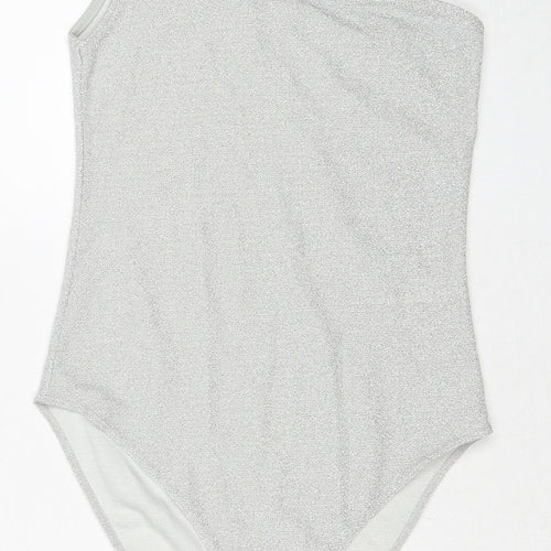 Dorothy Perkins Womens Silver Polyester Bodysuit One-Piece Size S Snap