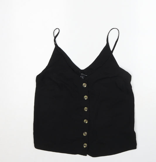 New Look Womens Black Polyester Basic Tank Size 8 V-Neck