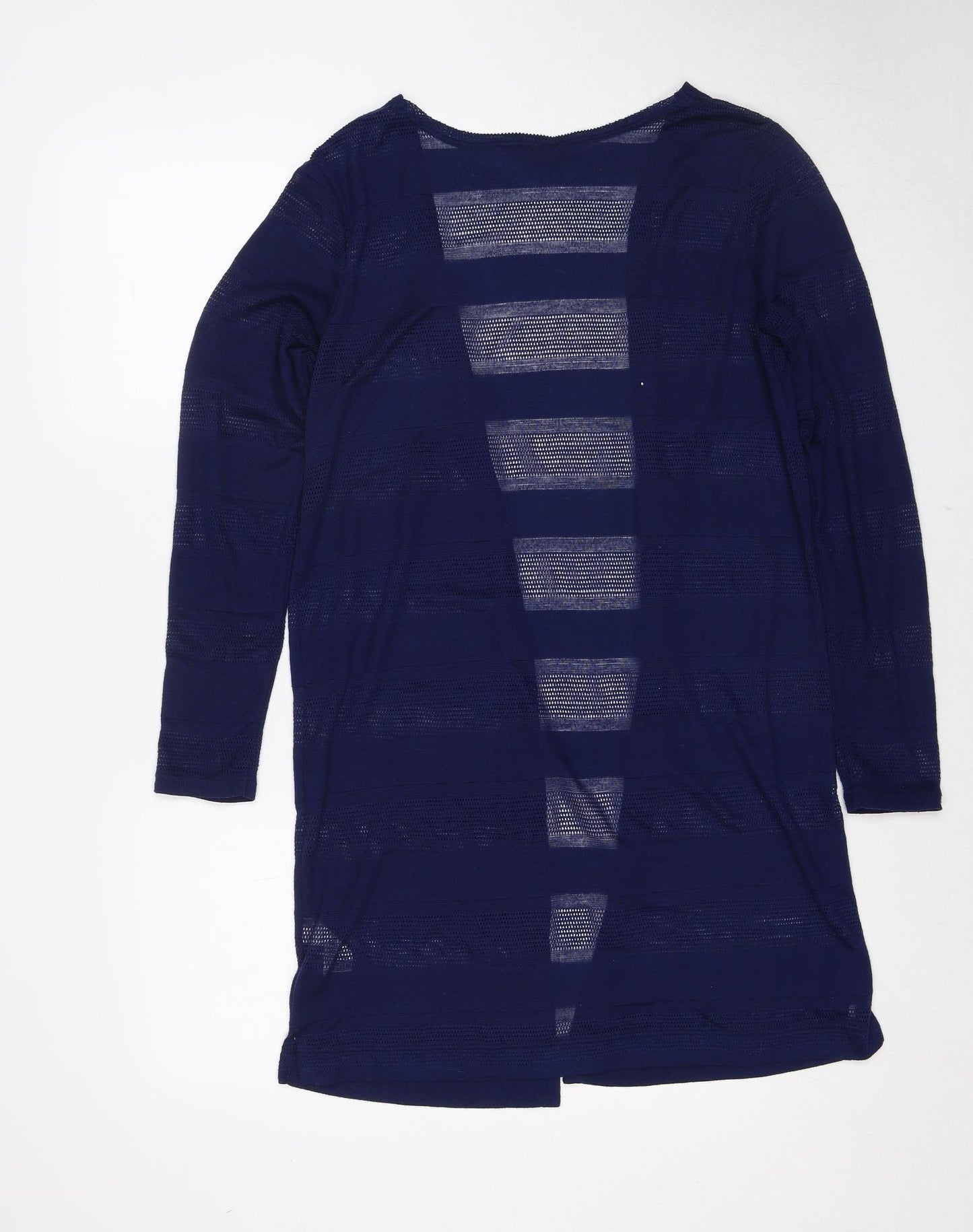 NEXT Womens Blue V-Neck Striped Polyester Cardigan Jumper Size 14