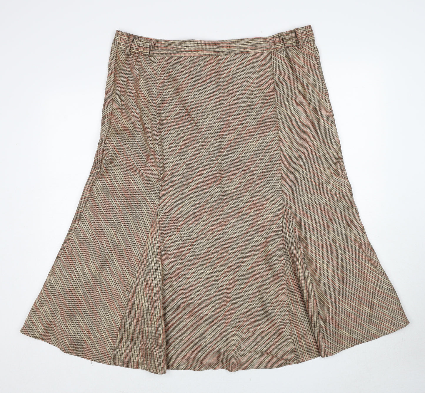 Damart Womens Brown Geometric Polyester Swing Skirt Size 20 Zip