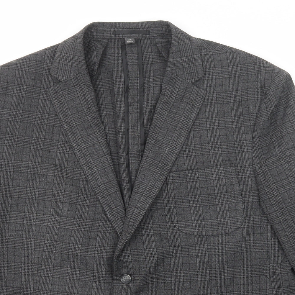 Marks and Spencer Mens Grey Check Polyester Jacket Blazer Size 46 Regular