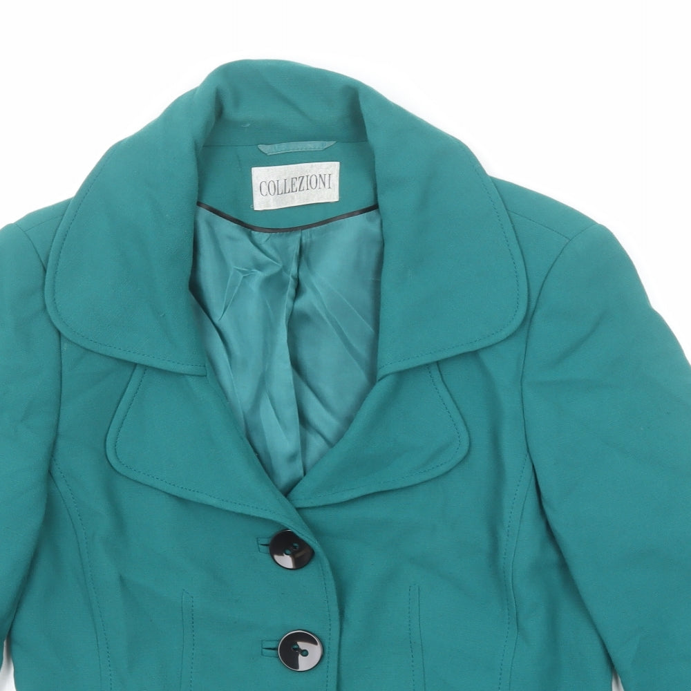 Collezioni Womens Green Jacket Size 12 Button