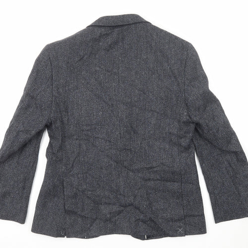 Marks and Spencer Mens Blue Geometric Wool Jacket Suit Jacket Size 40 Regular