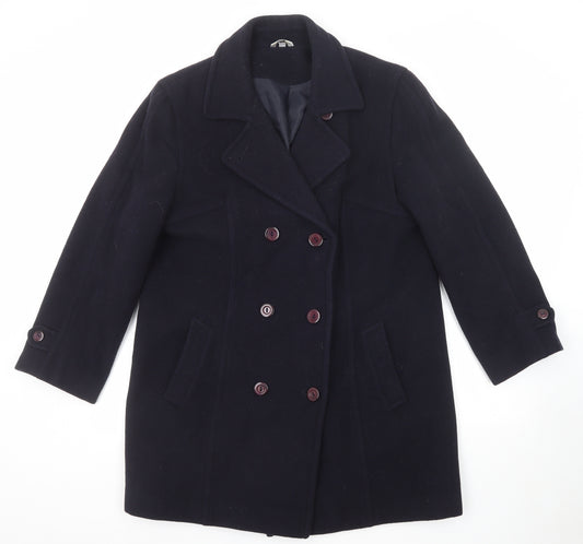 Klass Womens Blue Pea Coat Coat Size 14 Button