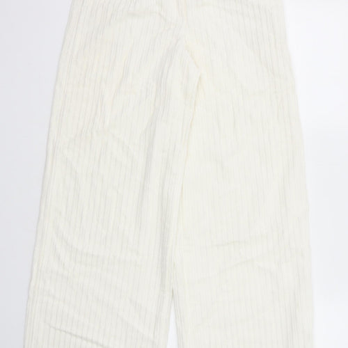 Marks and Spencer Womens White Cotton Trousers Size 6 Regular Zip