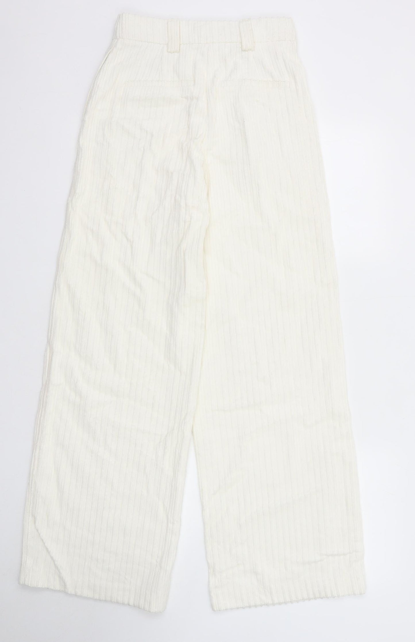 Marks and Spencer Womens White Cotton Trousers Size 6 Regular Zip