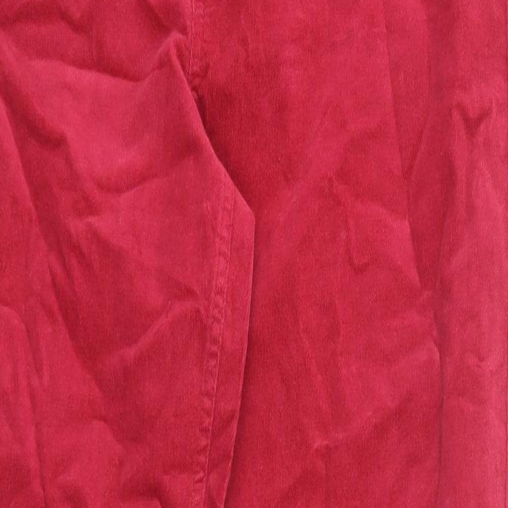 Marks and Spencer Womens Red Cotton Trousers Size 18 Regular Zip - Long Leg