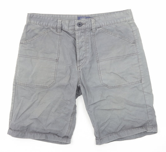 Topman Mens Grey Cotton Chino Shorts Size 34 in Regular Zip