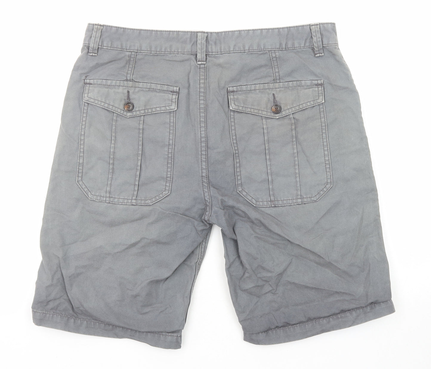 Topman Mens Grey Cotton Chino Shorts Size 34 in Regular Zip