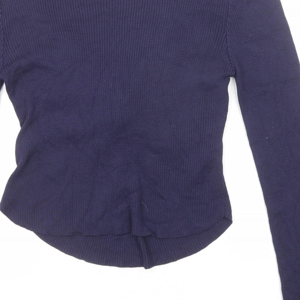 Topshop Womens Purple V-Neck Viscose Pullover Jumper Size 14 - Knot Detail
