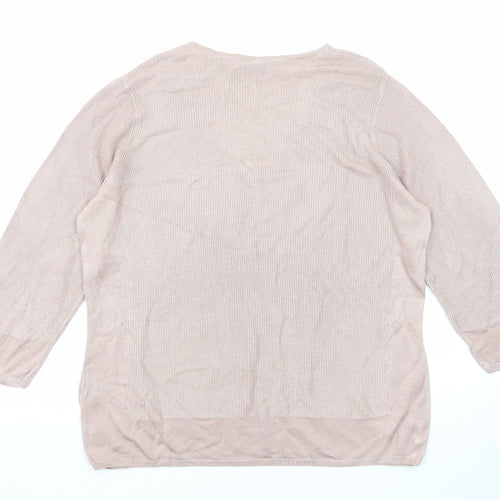 Per Una Womens Pink V-Neck Viscose Pullover Jumper Size 16