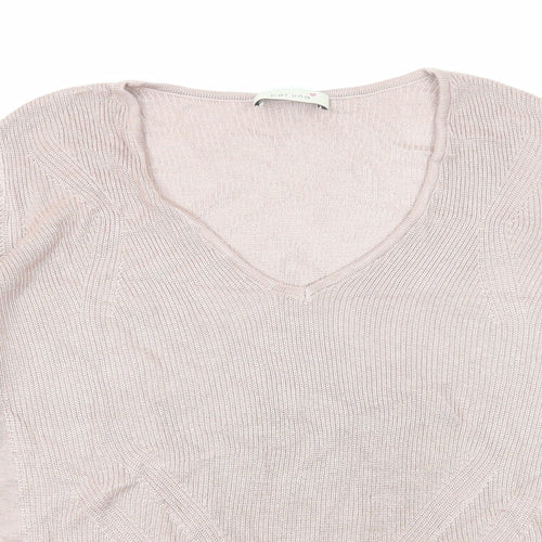 Per Una Womens Pink V-Neck Viscose Pullover Jumper Size 16