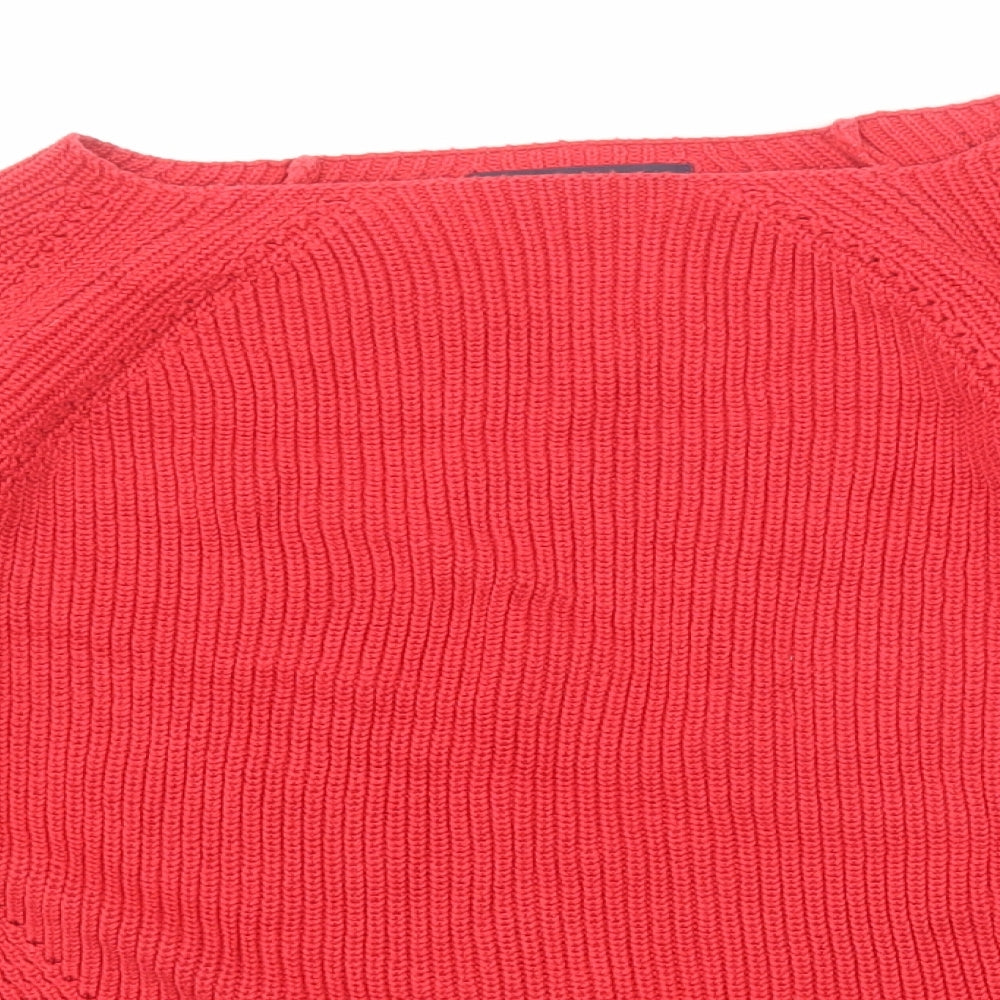 Marks and Spencer Womens Red Boat Neck Cotton Pullover Jumper Size 16