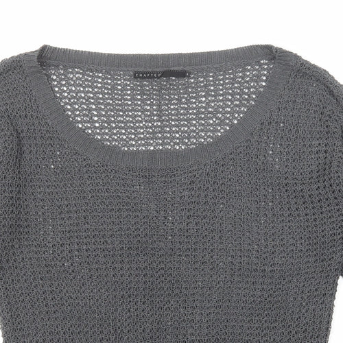 Crafted Womens Grey Scoop Neck Acrylic Pullover Jumper Size 8