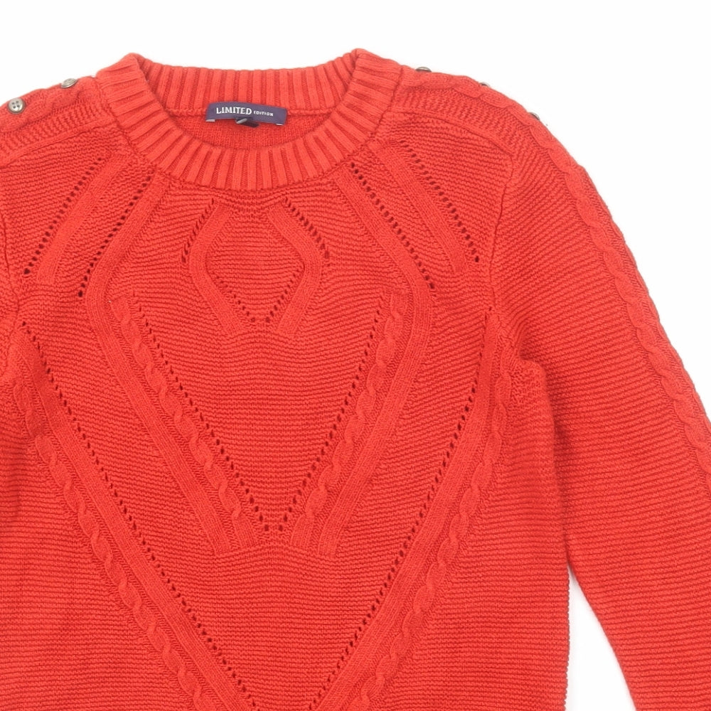 Marks and Spencer Womens Red Round Neck Viscose Pullover Jumper Size 6