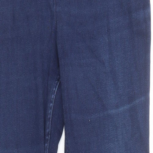 Marks and Spencer Womens Blue Cotton Straight Jeans Size 10 Regular Zip - Short Leg