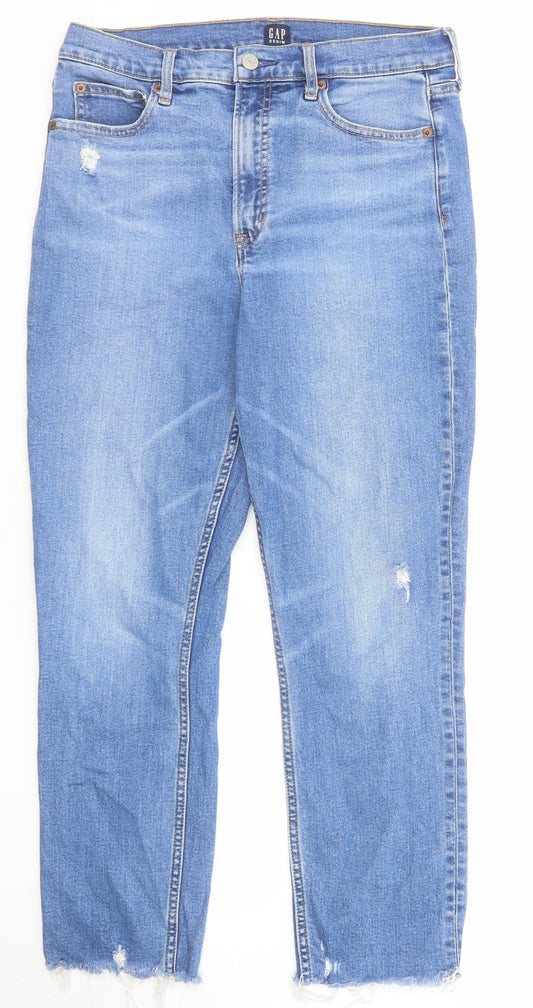 Gap Womens Blue Cotton Straight Jeans Size 30 Regular Zip