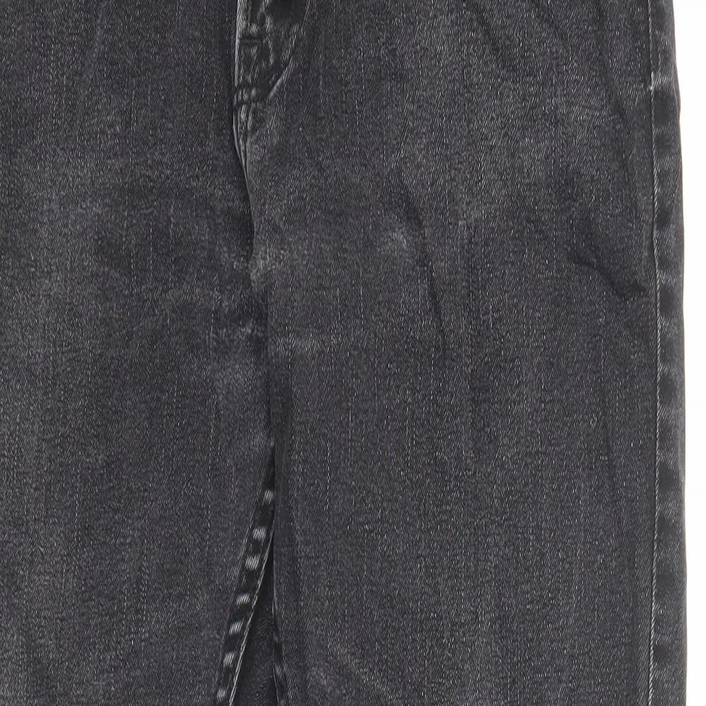 Marks and Spencer Mens Grey Cotton Straight Jeans Size 32 in L31 in Regular Zip