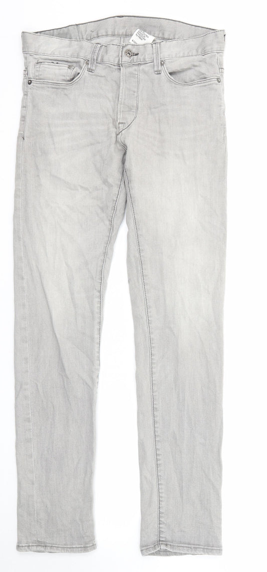 H&M Mens Grey Cotton Skinny Jeans Size 31 in L32 in Slim Zip