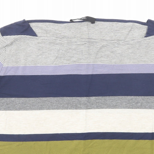 Autograph Womens Multicoloured Striped Viscose Basic T-Shirt Size 10 Round Neck
