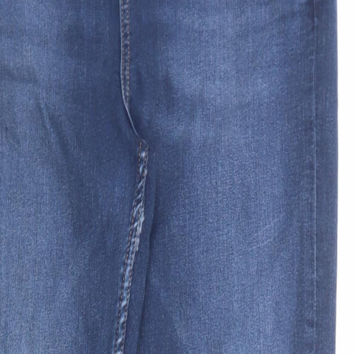 Marks and Spencer Womens Blue Cotton Skinny Jeans Size 14 Slim Zip - Long Leg