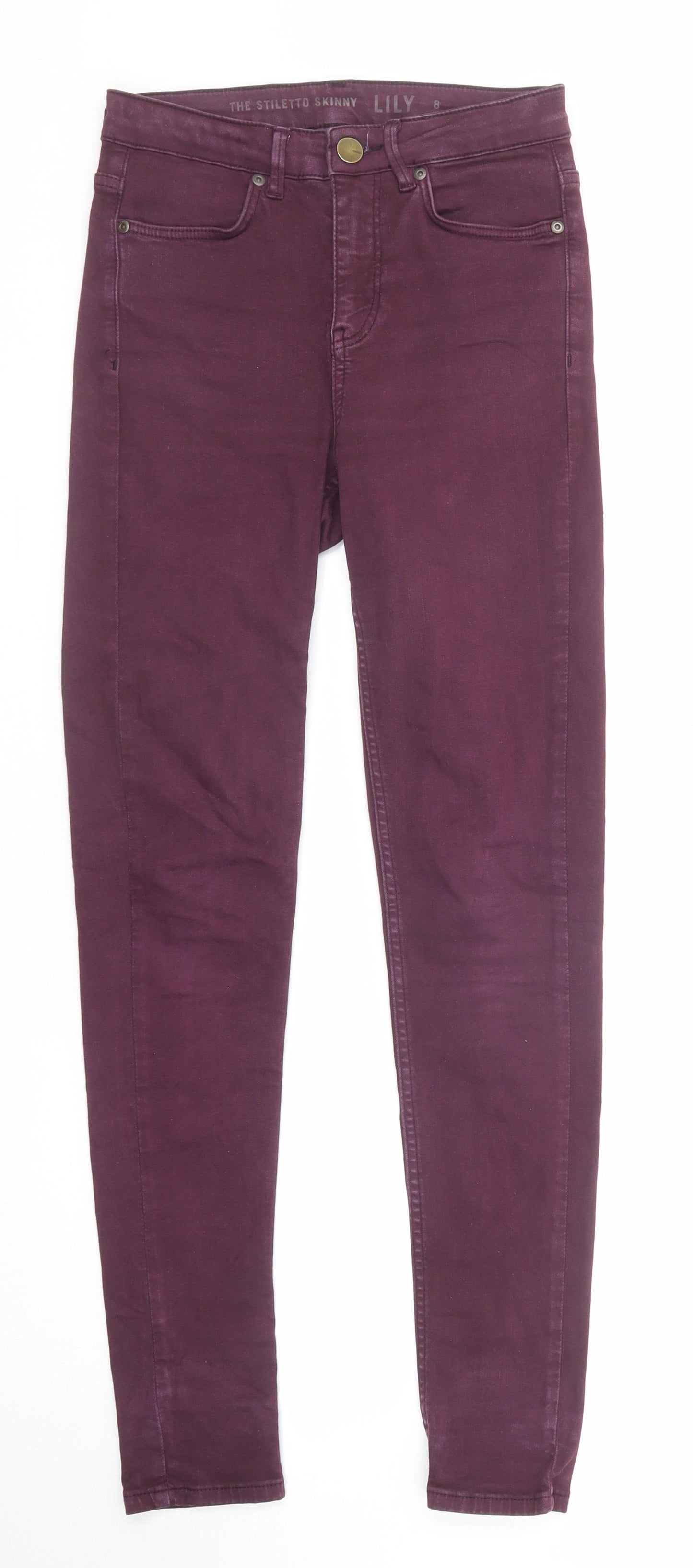 Oasis Womens Purple Cotton Skinny Jeans Size 8 Regular Zip
