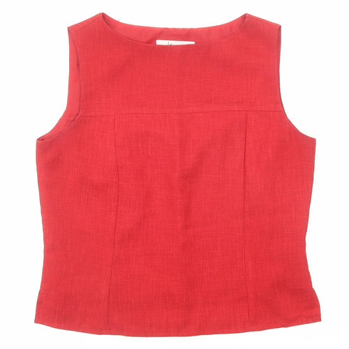 Klass Womens Red Polyester Basic Tank Size 12 Round Neck