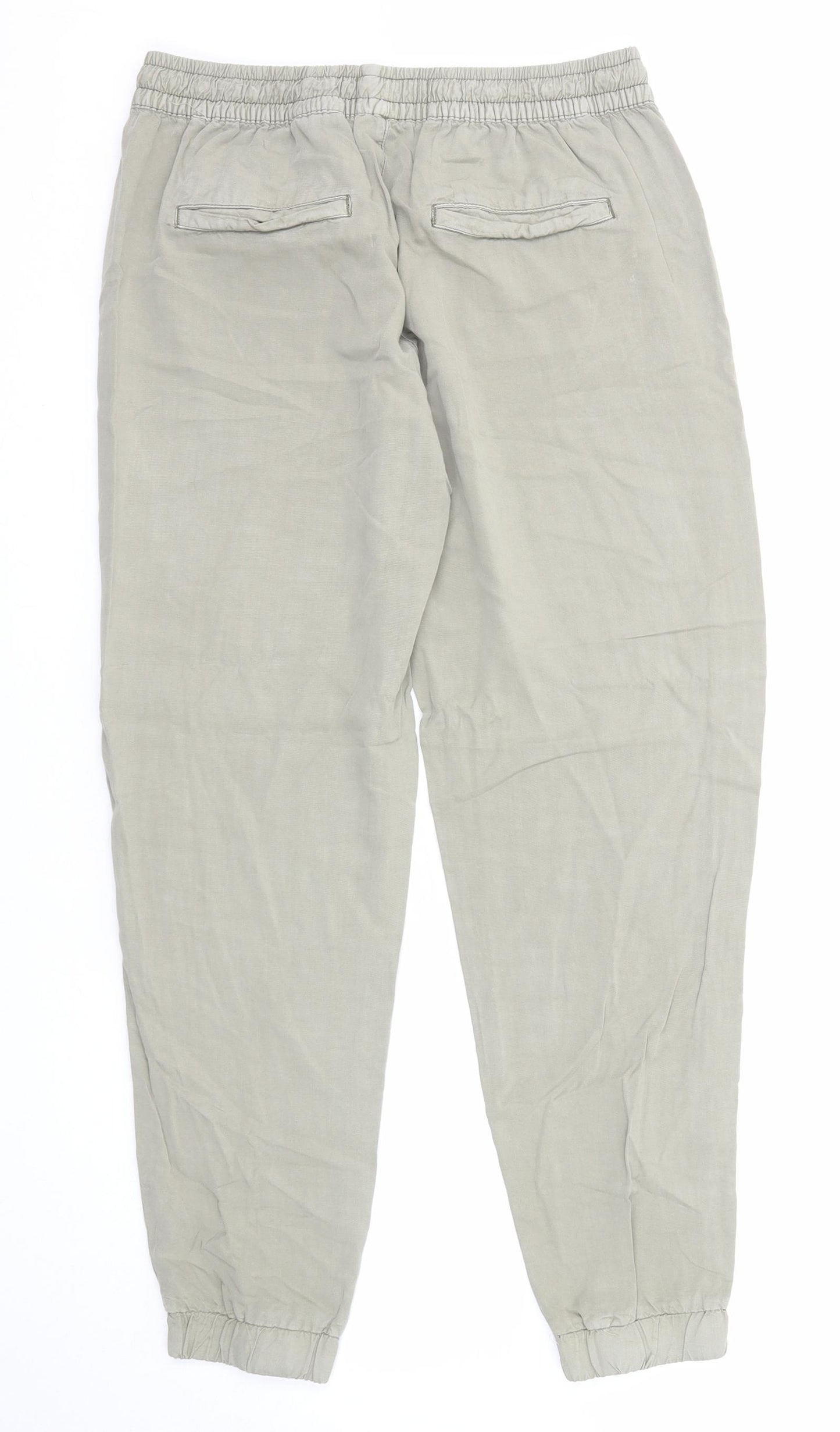 H&M Womens Green Viscose Sweatpants Trousers Size 10 Regular Drawstring