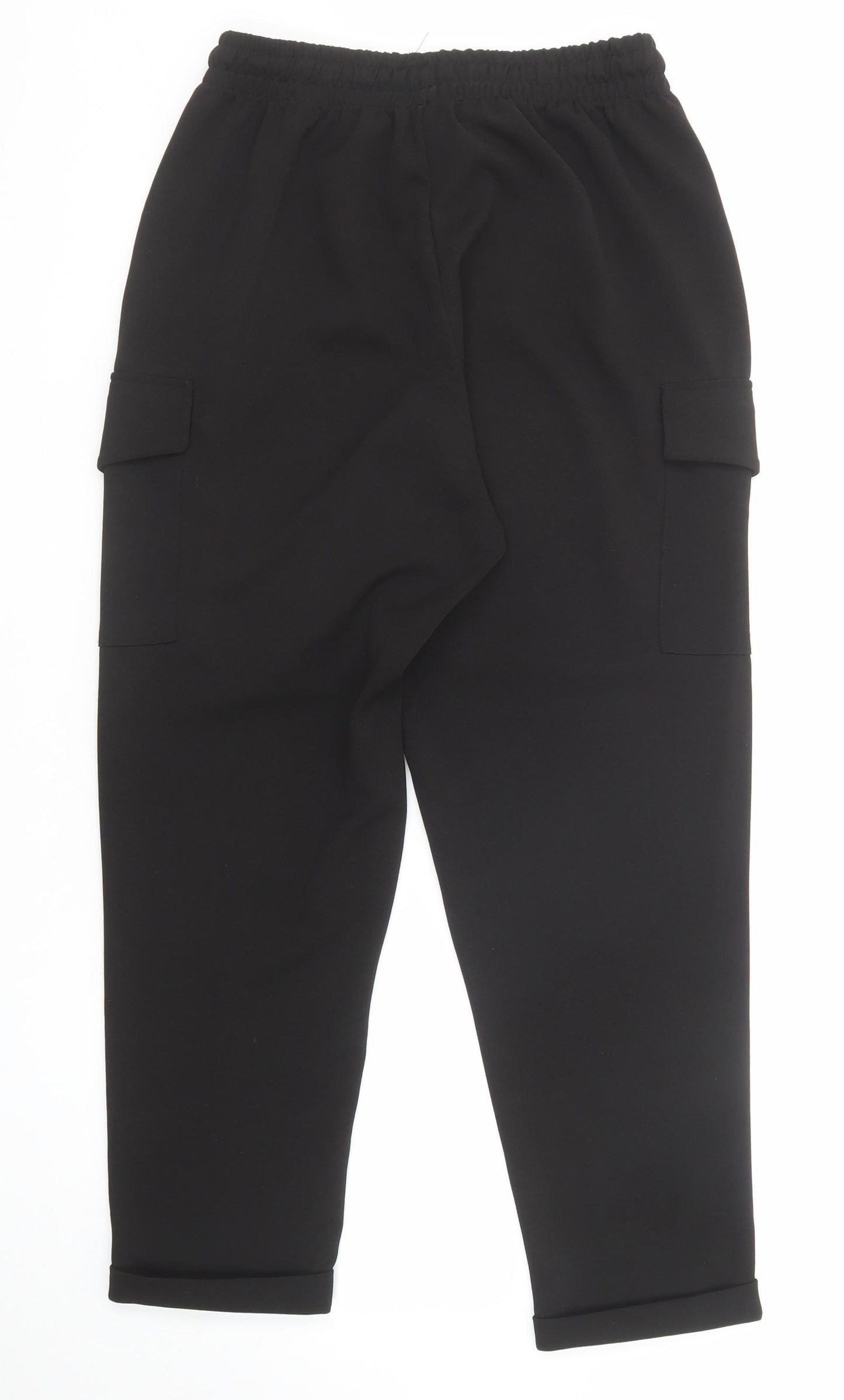 New Look Womens Black Polyester Cargo Trousers Size 10 Regular Drawstring