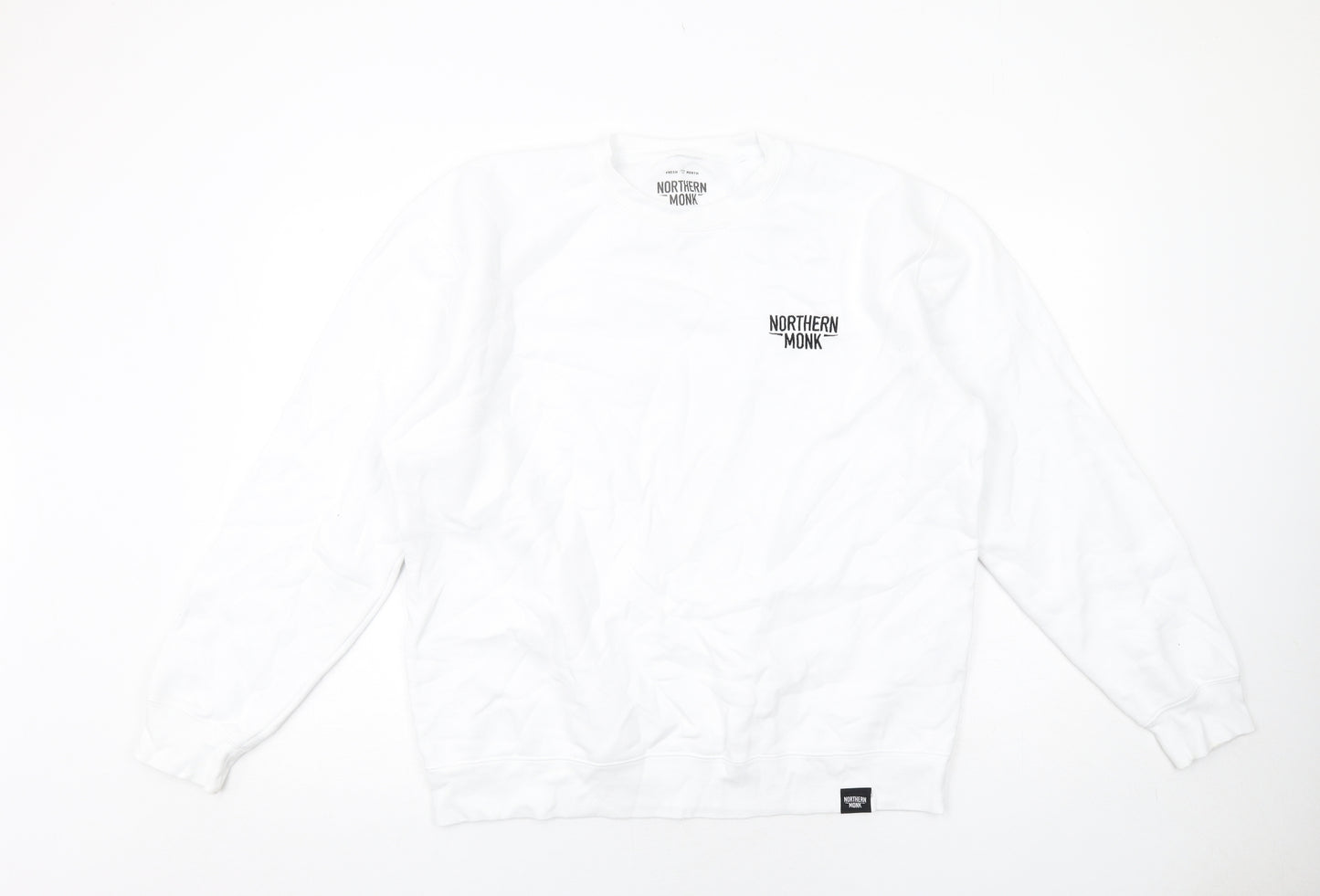 Northern Monk Mens White Cotton Pullover Sweatshirt Size L