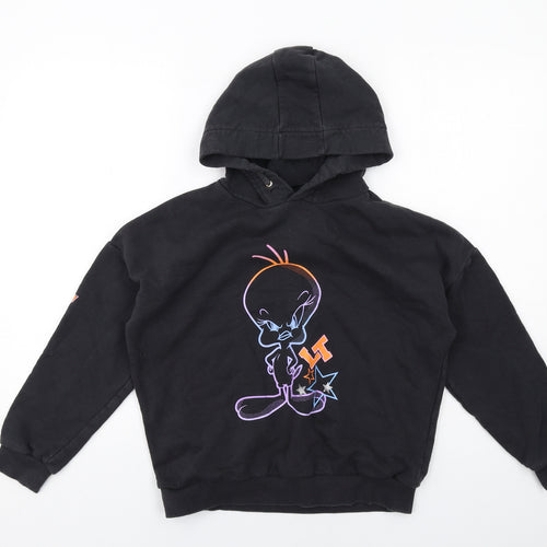 Marks and Spencer Girls Black Cotton Pullover Hoodie Size 11-12 Years Pullover - Tweety Looney Tunes