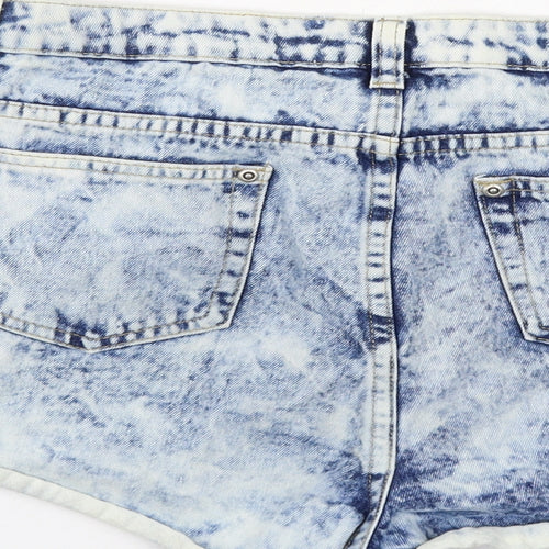 Missguided Womens Blue Cotton Boyfriend Shorts Size 14 Regular Zip