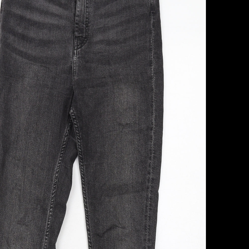 H&M Womens Grey Cotton Skinny Jeans Size 14 Regular Zip