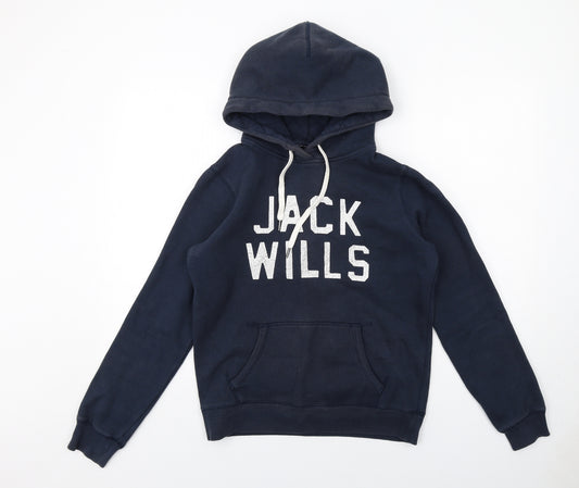 Jack Wills Womens Blue Cotton Pullover Hoodie Size 12 Pullover