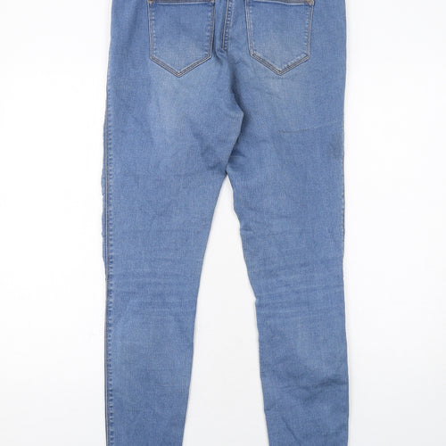 NEXT Womens Blue Cotton Skinny Jeans Size 14 Regular Zip