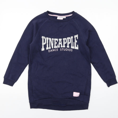 Pineapple Girls Blue Cotton Jumper Dress Size 10-11 Years Round Neck Pullover - Pineapple