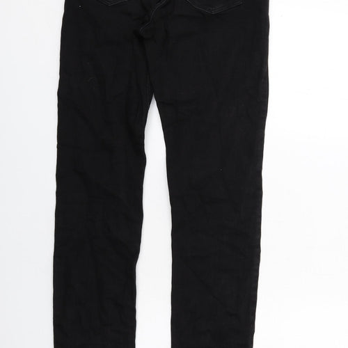 Bershka Womens Black Cotton Straight Jeans Size 10 Regular Zip