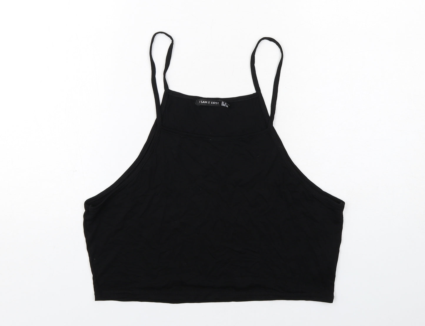 I SAW IT FIRST Womens Black Viscose Cropped Tank Size 18 Round Neck