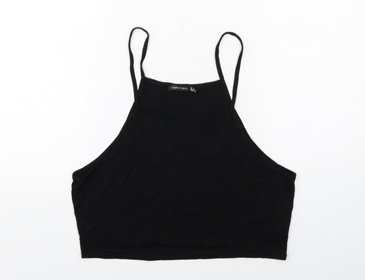 I SAW IT FIRST Womens Black Viscose Cropped Tank Size 18 Round Neck
