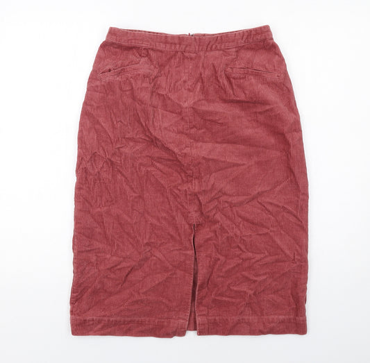 Oliver Bonas Womens Pink Cotton A-Line Skirt Size 10 Zip