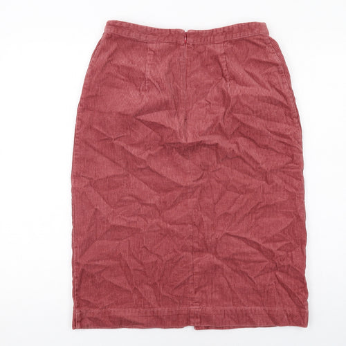 Oliver Bonas Womens Pink Cotton A-Line Skirt Size 10 Zip