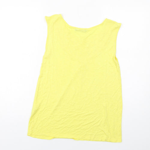Kaleidoscope Womens Yellow Viscose Basic T-Shirt Size 12 Boat Neck