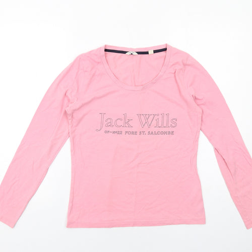 Jack Wills Womens Pink Cotton Basic T-Shirt Size 10 Round Neck