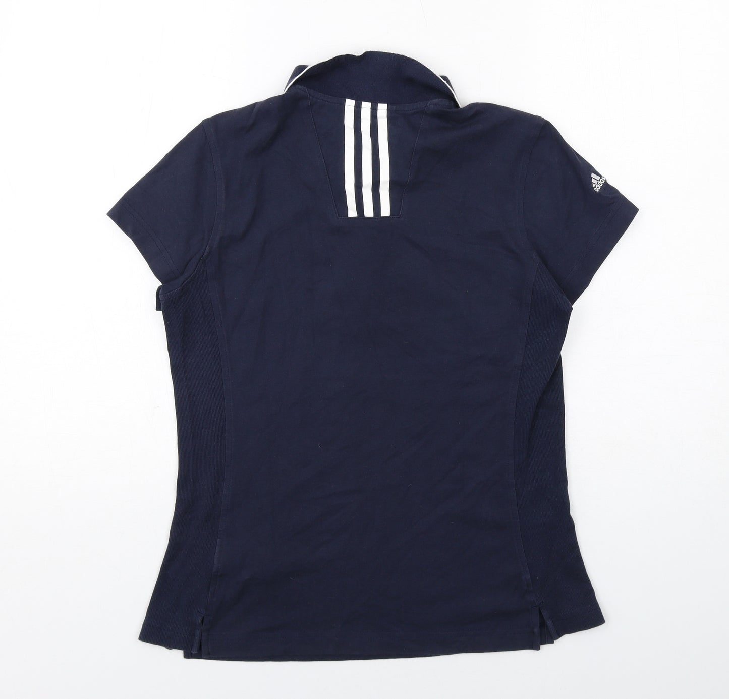 adidas Womens Blue Cotton Basic Polo Size 12 Collared